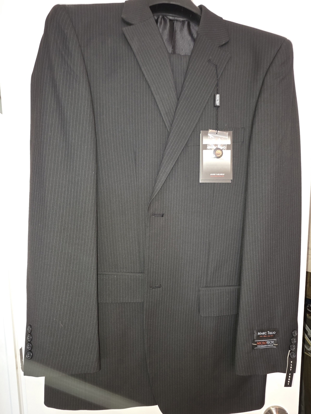 Men's Black Pinstripe Suit Jacket - Classic Tailored Fit